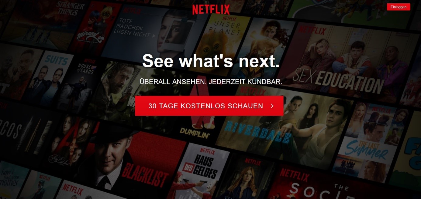 Call to Action Netflix Beispiel